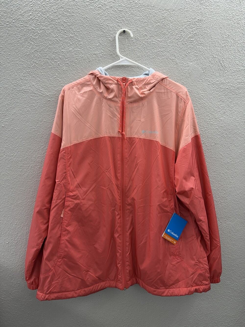 Columbia Womens Flash Forward Lined Windbreaker Size 1X Pink Zip Up Hooded NWTs